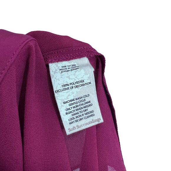 Soft Surroundings Women's Top Button Up Mulberry Wine Layered Lagenlook M - Picture 7 of 7